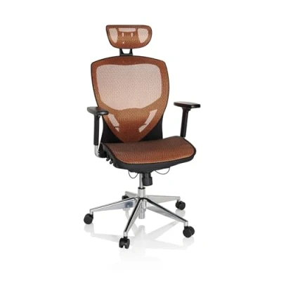 Abbildung von hjh OFFICE 657020 Profi Bürostuhl Venus ONE Netzstoff Schwarz/Orange ergonomischer Drehstuhl, Rückenlehne höhenverstellbar