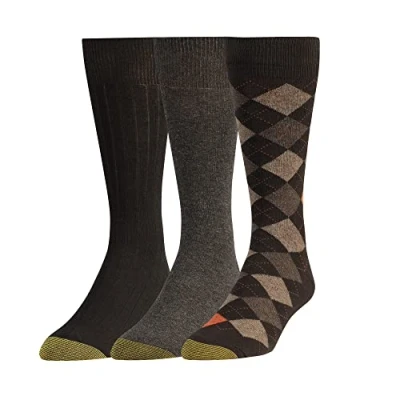 Abbildung von Gold Toe Klassische Argyle Socken für Herren, 3 Paar, Brown Diamond (3 Paar), Large
