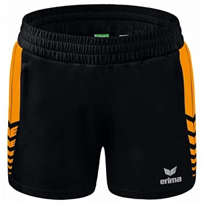 Abbildung von Erima Damen Six Wings kurze Shorts, schwarz/new orange, 34
