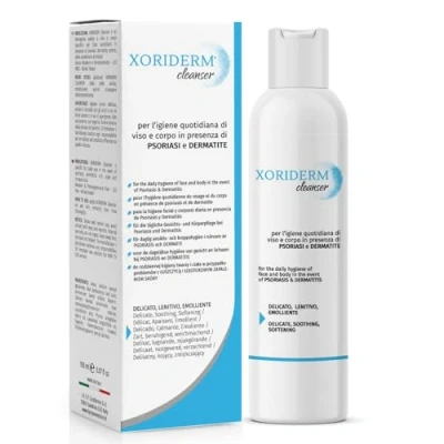 Abbildung von Xoriderm Gesichts und Körperreiniger mit eudermischer Wirkung 99% natürliche Inhaltsstoffe, wirksam bei Psoriasis Dermatitis