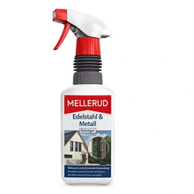 Abbildung von MELLERUD Edelstahl &amp; Metall Reiniger 1 x 0,5 l Wirkungsvolles Spray gegen Fett, Öl, Fingerabdrücke und vieles mehr für Oberflächen im Innen Außenbereich