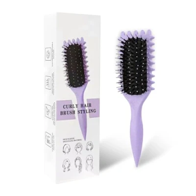Abbildung von Curl Defining Brush, Define Styling Haarbürste zum Kämmen und Formen von Männer Frauenlocken, um das Ziehen zu reduzieren, Nylonborsten, Lockenverstärker, Unisex (Lila)