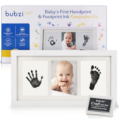 Abbildung von Bubzi Co Baby Handabdruck Fußabdruck Lehm Fussabdruck Set für Neugeborene und Kleinkinder, Geschenk Mädchen Personalisierte Andenken,Baby Kinderzimmer Dekor, Einzigartige Andenken