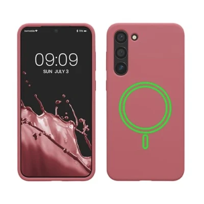 Abbildung von kwmobile Hülle kompatibel mit Samsung Galaxy S23 Plus magnetisches Silikon Case MagSafe Cover gummiert Dark Rose