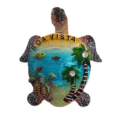Abbildung von Kühlschrankmagnet im 3D Stil, Motiv: Meeresschildkröte, Boa, Vista, Cabo, Verde, Souvenir, Geschenk, Kühlschrank Dekoration, magnetische Aufkleber Kollektion
