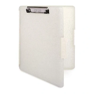 Abbildung von Dexas Slimcase 2 Aufbewahrungs Klemmbrett mit seitlicher Öffnung, natürliche glitzernde weiße Bindung, Bürobedarf Klemmbretter, Tragen und Aufbewahren, A4 Halter, kombinieren Sie Stil
