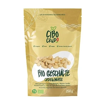 Abbildung von Bio Cashewkerne 250g. Roh Ungeröstet Ungesalzen &amp; Rohkost. Unbehandelt und ohne Zusätze Glutenfrei Vegan. Cashew Bruch Bio. Reich an Proteinen Vitaminen Mineralstoffen.