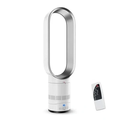 Abbildung von Rotorloser Ventilator mit Luftreiniger, 18 Zoll Turmventilator Leise Fernbedienung, 8 Geschwindigkeiten, 80 Oszillation, 8H Timer, LED Anzeige, Bladeless Fan für Schlafzimmer, Büro (16&quot; grau)