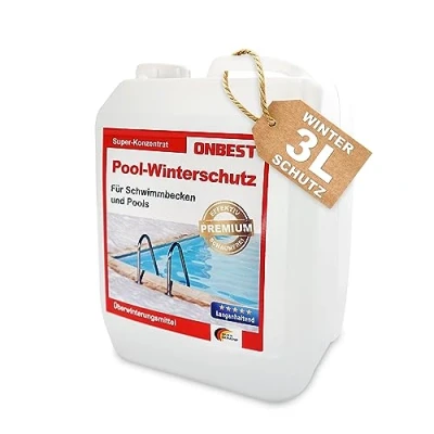 Abbildung von ONBEST Effektiver Pool Winterschutz Überwinterungskonzentrat gegen Algen, Ablagerungen &amp; Schmutz im Wasser Flüssiges Winterpflegemittel für Ihren Pool/Schwimmbad 3 L oder 5 Wintermittel