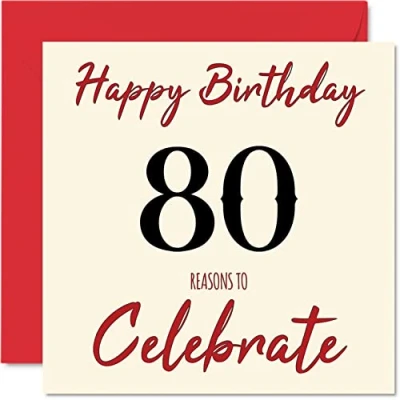 Abbildung von Lustige Geburtstagskarte zum 80. Geburtstag für Männer und Frau Gründe zu Happy Birthday Karte Papa Mama Großvater Opa Oma Onkel Tante, 145 mm x Grußkarten,