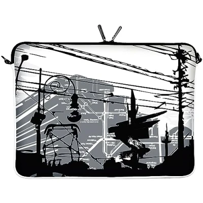 Abbildung von Digittrade LS124 17 CityLife Designer Laptop Tasche Zoll Notebook Sleeve Hülle Schutzhülle aus Neopren bis 43,9 cm (17,3 Zoll) Cover Case schwarz weiß