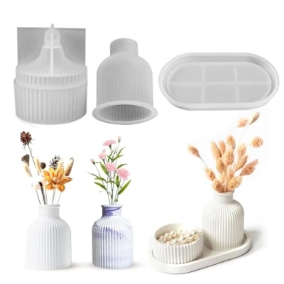 Abbildung von Chansunokku Blumentopf Silikonform Gießform, Sukkulente Kaktus Silikonform, Sukkulenten Vase Epoxidharzformen, Resin Form für Vase, Stifthalter, Kerzenhalter (Stil C)