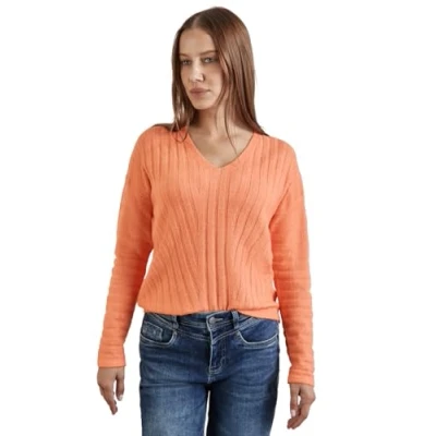 Abbildung von Street One MIT Vausschnitt Strickpullover, Damen, Größe: 40, Orange
