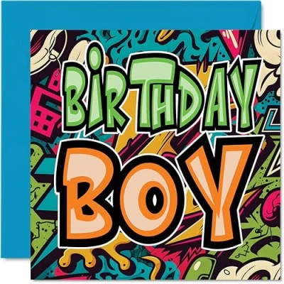 Abbildung von Lustige Geburtstagskarte für Männer, Jungen, Ihn, Steet Art Graffiti, Junge, Happy Birthday Karte Vater, Bruder, Sohn, Onkel, Neffe, Bestie, Arbeitskollegen, 145 x mm