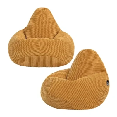 Abbildung von Icon Dalton Sitzsack Kinder, Gelb, 2er Pack, Flauschiger Cord Stoff, mit Füllung, Bequemer Kinder Gaming Sessel, Kuschelsessel, Lese Schlafzimmer, Kinderzimmer, Spielzimmer