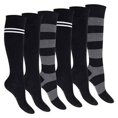 Abbildung von Footstar Langsocken Damen Kniestrümpfe geringelt (6 Paar) Schwarz 35 38