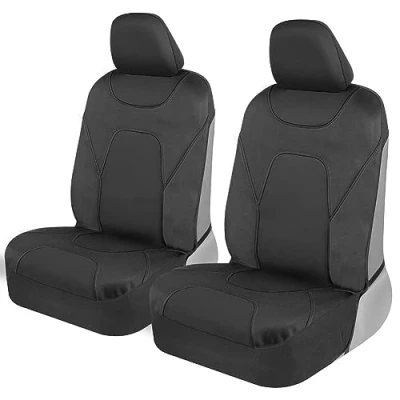 Abbildung von Motor Trend AquaShield Autositzbezüge für Vordersitze, Schwarz 3 Schichten wasserdichte Sitzbezüge, Neoprenmaterial mit modernem seitenlosem Design, universelle Passform Auto LKW Van SUV