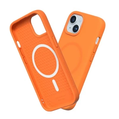 Abbildung von RhinoShield Case kompatibel mit [iPhone 15] SolidSuit MagSafe Stoßdämpfende &amp; schlanke Schutzhülle Premium Finish 3.5 Meter Fallschutz Orange