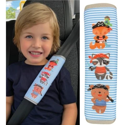 Abbildung von HECKBO 1x Kinder Auto Gurtpolster Gurtschutz mit Piraten Motiv Sicherheitsgurt Polster für und Babys Gurt Autositzerhöhungen