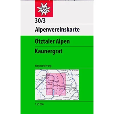 Abbildung von Ötztaler Alpen, Kaunergrat: Topographische Karte 1:25.000 mit Wegmarkierungen (Alpenvereinskarten)