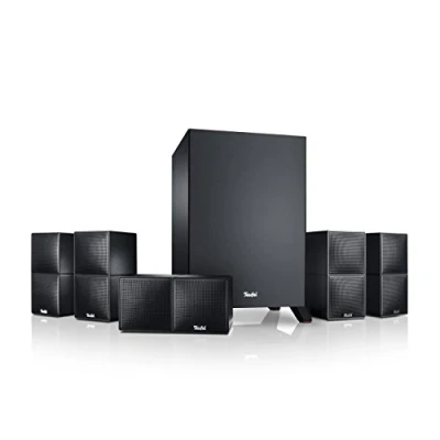 Abbildung von Teufel CUBYCON 5.1 Heimkino Set mit Subwoofer, 2 Wege Micro Lautsprecher aus Aluminium, HiFi Surround Sound, Höhe Sprachverständlichkeit, Bassreflex schwarz