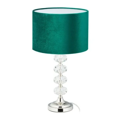 Abbildung von Relaxdays Tischlampe, Samt und Kristall, HxD: 47 x 26 cm, E14 Fassung, Nachttischlampe, indirekte Beleuchtung, grün