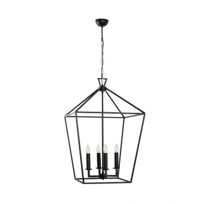Abbildung von Hängeleuchte 4 Lampen Design Käfigform Travino Metall Schwarz Menzzo