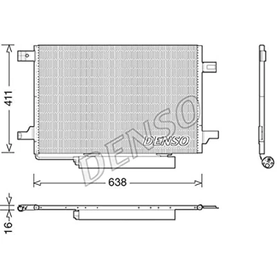 Abbildung von DENSO DCN17004 Klimakondensator mit Trockner 638x411x16 R 134a 638 MERCEDES BENZ: A Klasse, B Klasse