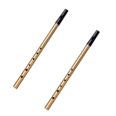 Abbildung von 2 Stück Irische Pfeife, Penny Whistle mit 6 Löchern, Traditionelle Tin Whistle, Aluminiumlegierung Irish Schlüssel D Messing für Anfänger