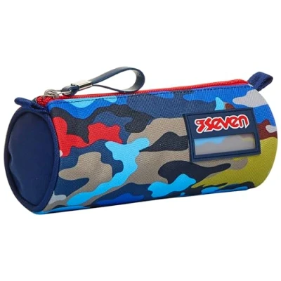 Abbildung von Seven Federmäppchen, Mäppchen, Federtasche für Schreibwaren, Mädchen&amp;Jungen, Schule und Gymnasium, Teenager, blau, CAMO STAINS