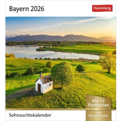 Abbildung von Bayern Sehnsuchtskalender 2026 Wochenkalender mit 53 Postkarten: Eine Rundreise durch bayrische Idylle. Postkarten in einem Foto Kalender zum Aufstellen oder Aufhängen.