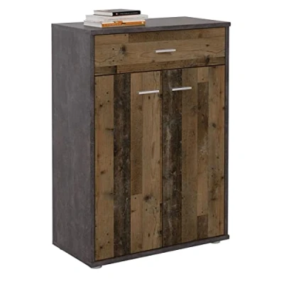 Abbildung von CARO Möbel Highboard TOMMY, Kommode Sideboard Schrank 2 Türen Anrichte in Betonoptik dunkel/Old St