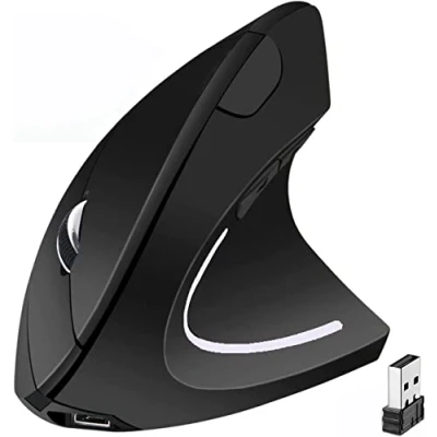 Abbildung von BeWishes Ergonomische vertikale Mäuse USB drahtlose Maus, 2.4G nachladbare optische hohe Präzisions Maus Adjustable800 / 1200/1600 DPI, 5 Knöpfe für PC/Laptop/Mac