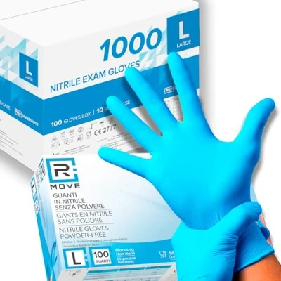 Abbildung von 1000 Nitril Handschuhe, puderfrei, latexfrei, hypoallergen, Lebensmittelhandschuhe, medizinische Einweghandschuhe (Größe L)
