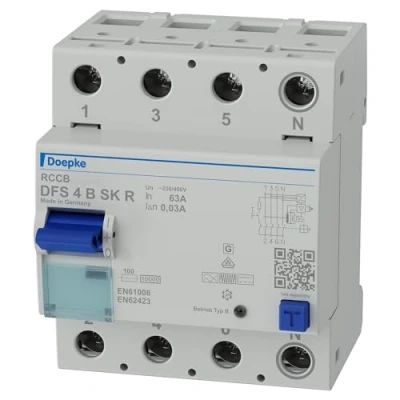 Abbildung von DOEPKE DFS4 063 4/0,03 B SK FI Schalter 4pol.63A0,03ATypB Nrechts (9144988)