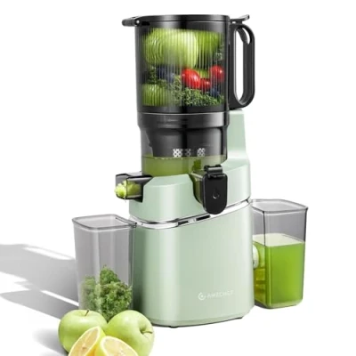 Abbildung von AMZCHEF Automatischer All in One Entsafter, 135MM Öffnung und 1,8L Masticating Juicer für Gemüse Obst, 250W Slow Testsieger mit Dreifachem Filter Grün