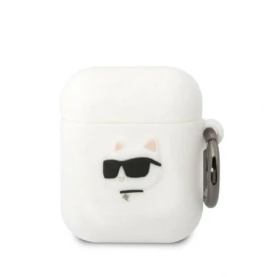 Abbildung von Karl Lagerfeld Silicone NFT Choupette Head 3D hülle AirPods 1/2 gen, weiß