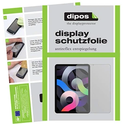 Abbildung von dipos I 2X Schutzfolie matt kompatibel mit Apple iPad Air 10.9 Zoll (4.Gen 2020) Folie Displayschutzfolie