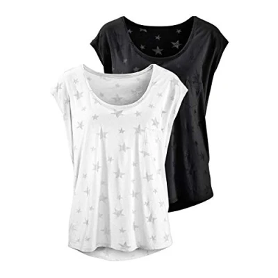 Abbildung von Beach Time 2 PACK Tshirt print, Damen, Größe: 32/34, Schwarz + weiß