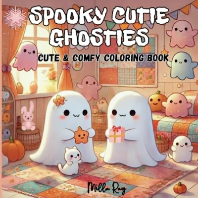 Abbildung von Spooky Cutie Ghosties: Coloring Book for Adults and Teens with Cute Creepy Ghosts Creatures in Cozy Hygge Moments Fun Adventures Relaxation