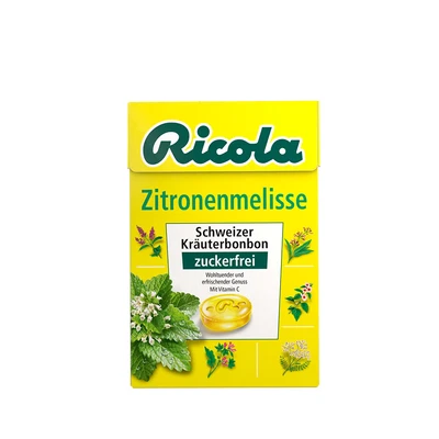 Abbildung von Ricola Zitronenmelisse, 50g Böxli original Schweizer Kräuter Bonbons mit 13 Alpenkräutern &amp; fruchtig frischer Zitrone, zuckerfrei, 1 x 50g, vegan