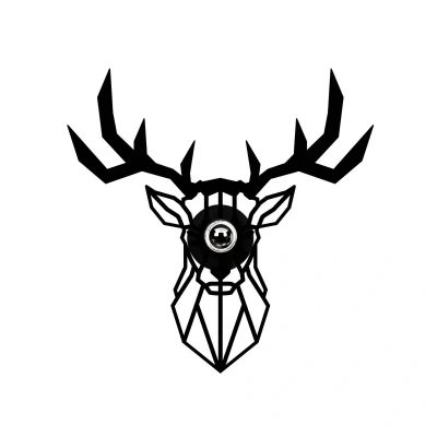 Abbildung von Wandleuchte filigraner Hirsch Apertura 55x55cm Holz und Metall Schwarz Menzzo