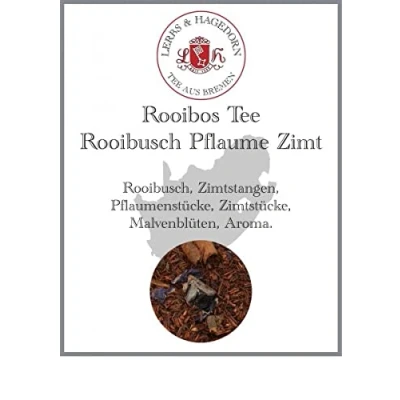 Abbildung von Lerbs &amp; Hagedorn, Rooibos Tee Rooibusch Pflaume Zimt 250g (Ca. 20 Liter) Zimtstangen, Pflaumenstücke, Zimtstücke