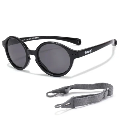 Abbildung von Maesy Baby Sonnenbrille für 0 2 Jahre UV400 Polarisierter Schutz Flexibler und Biegsamer Rahmen Verstellbares Gummiband Sichere Bequeme Babysonnenbrillen Rund Noah