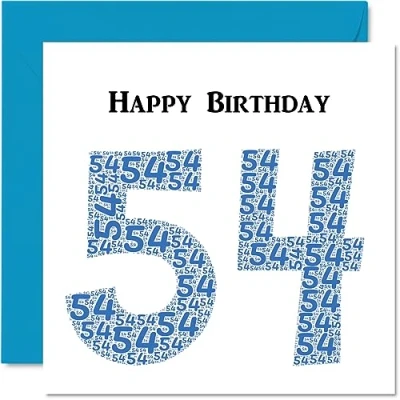 Abbildung von lustige Geburtstagskarte zum 54. Geburtstag für Männer Shapecloud Happy Birthday Karte Vater, Mutter, Großvater, Nanny, Oma, Onkel, Tante, Cousin, Freund, 145 mm x Grußkarten,