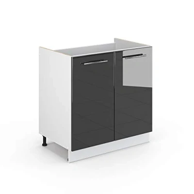 Abbildung von Vicco Spülenunterschrank Fame Line, Anthrazit Hochglanz/Weiß, 80 cm ohne Arbeitsplatte