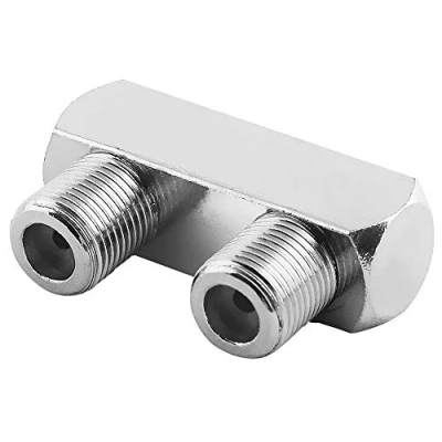 Abbildung von BestPlug Sat LNB U Adapter Verteiler Verbindungsstück, F Buchse Kupplung weiblich auf weiblich, geeignet für 3D SD HD FullHD UHD 4K, Metallausführung