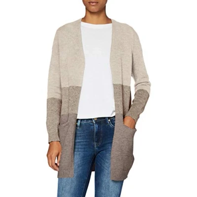 Abbildung von ONLY Onlqueen LONG Strickjacke, Damen, Größe: Medium, Sand/beige/woodsmoke