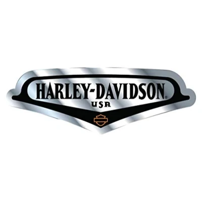 Abbildung von Harley Davidson V Tank Aufkleber aus Aluminium Silber &amp; Schwarz 12,7 x 17,8 cm.