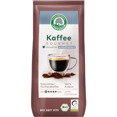 Abbildung von LEBENSBAUM gemahlener Kaffee Gourmet entkoffeiniert, Bio gemahlen, 100% Arabica, Intensität 1/5, sanft harmonischer Genuss, 250 g